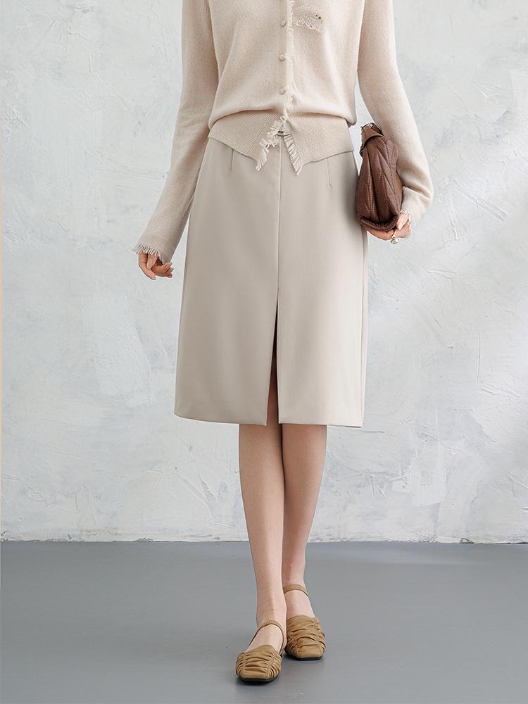 2026 Spring Women's High Waist Slimming Pencil Skirt – Versatile Mid-Length Professional Style with Slit.