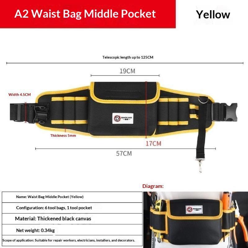 Heavy Duty Tool Waist Bag with Multi Pockets & Hooks Heavy Duty Work Pouch for Electricians Carpenters Industrial Construction Use C