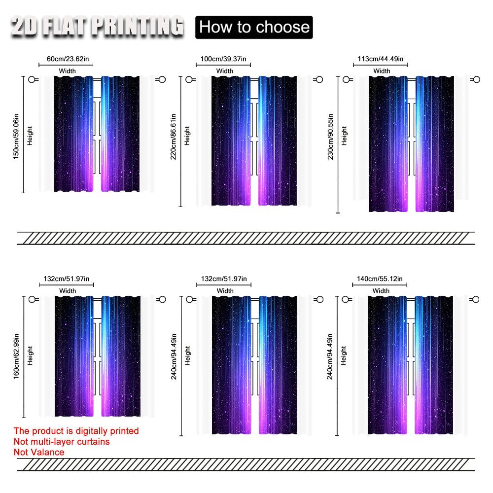 2Pcs Galaxy Star Space Blackout Curtains Blue Purple Cosmic Polyester Curtains For Living Spaces Machine Washable