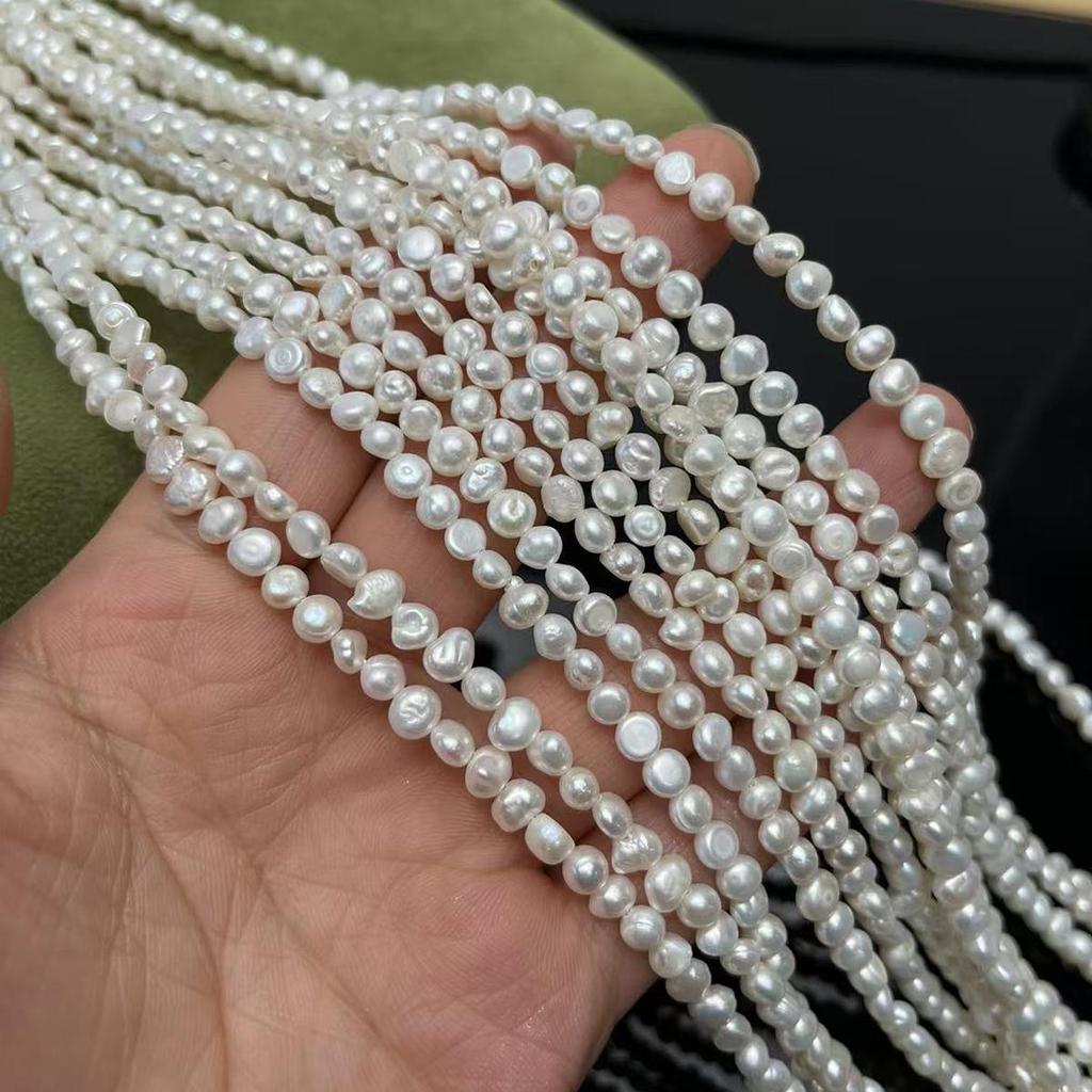 1String, White Natural Freshwater Pearl Beads, 4-5mm, Handmade Nucleus-free Baroque Pearl Beads for Jewelry Making DIY, Mother's Day Gifts Bulk 36cm