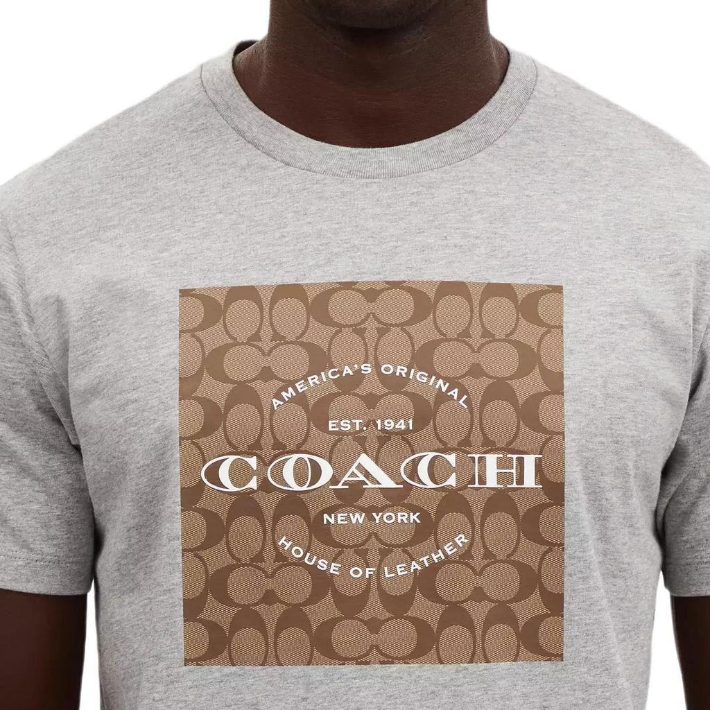 Coach Printed Letter Round Neck Short Sleeve T-Shirt Men T-Shirts Gray CO790-LEB
