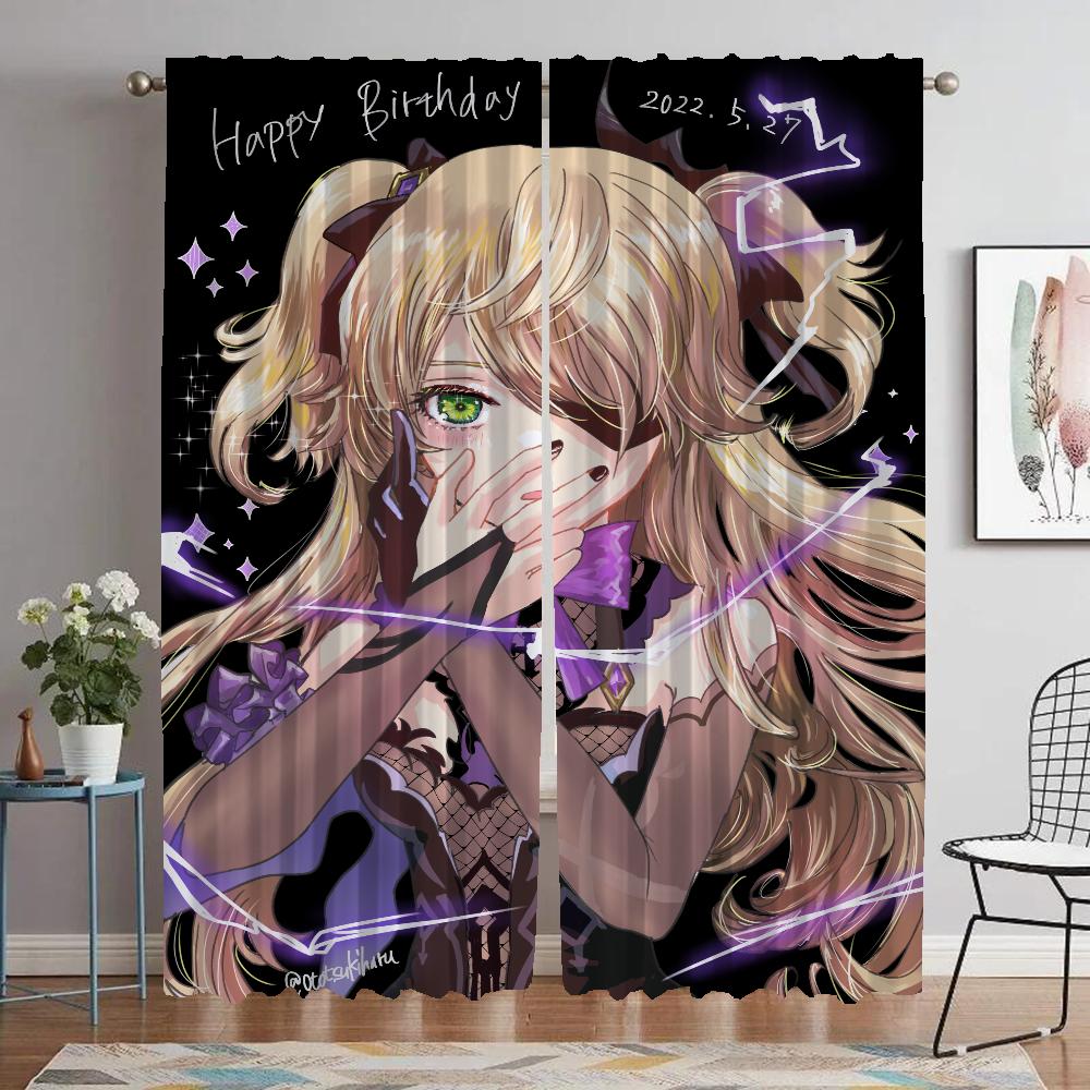 Genshin Impact Curtains for Living Room Curtain Home Interior Curtains 2 Pieces Shades Halloween Decoration Partition Kitchen