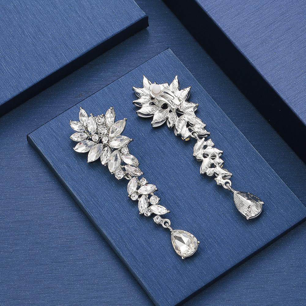 

New Korean simple long ear clip dress fashion zircon earrings women s accessories