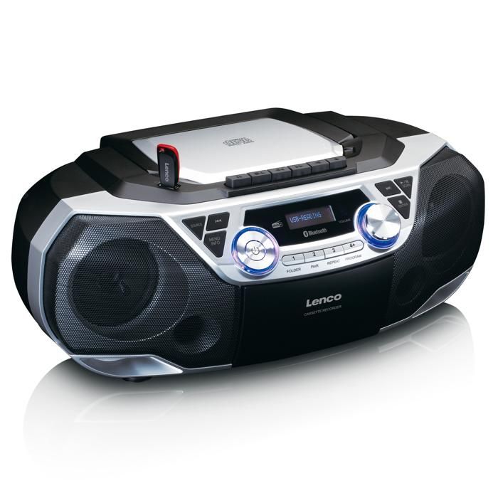 Lenco SCD-720SI - Přenosné rádio DAB+/FM s Bluetooth®, CD přehrávačem, kazetami a USB - Stříbrné
