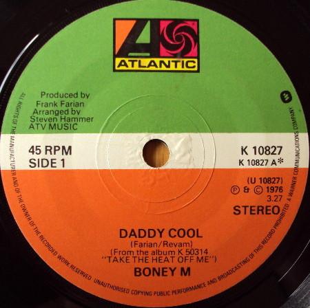 

7inch Record BONEY M. - Daddy Cool K10827 Atlantic 1976 UK Dance & Electronica Used