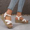 2026 Summer Waterproof Platform Wedge Women's Sandals PU Leather Thick Bottom Sandles Buckle Elegant Open Toe Women Roman Shoes