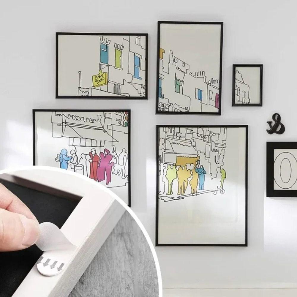 4 Pairs Removable Photo Frame Tape Strips Punch-free Poster Frame Hanging Stickers  Wall Decor