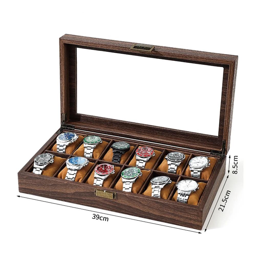 Hot Sale Retro Imitation Wood Grain Pu Leather Display Storage Collection Organizer Watch Box for Watch Display Box Gifts