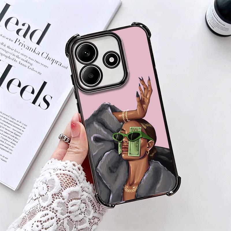 Girl Boss Lady Rosa Beschichtung Handyhülle Für Xiaomi Redmi Note 14 15 Pro Plus 13 12 11 11S 11T 10 9S 9 5G Anti-Fall Airbag Abdeckung