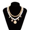 Imitation Pearls CCB Beaded Chokers Necklace Women Summer Beach Boho Starfish Conch Pendant Jewelry Accessories