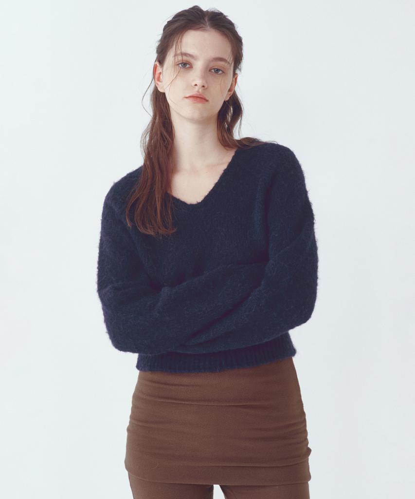 CITTA Essential Alpaca Wool V-Neck Knit_Ctk246(Navy)