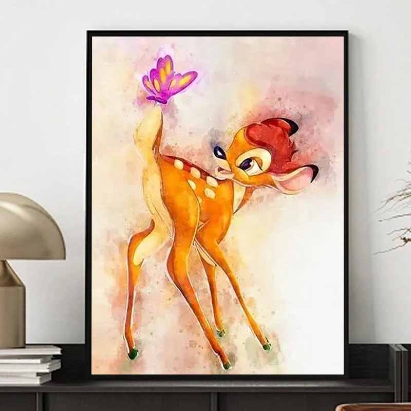 Disney Diamond Painting Bambi Bambi Watercolor Style, Healing Illustration DIY Craft, 5D Mosaic Embroidery Hobby Gift Home Decoration
