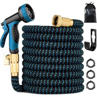 Tubo da Giardino Espandibile 50FT/75Ft/100FT - Tubo Flessibile per Acqua Senza Intrecci 75ft con Ugello a Spruzzo a 10 Pattern, Connettori Solidi in Ottone da 3/4