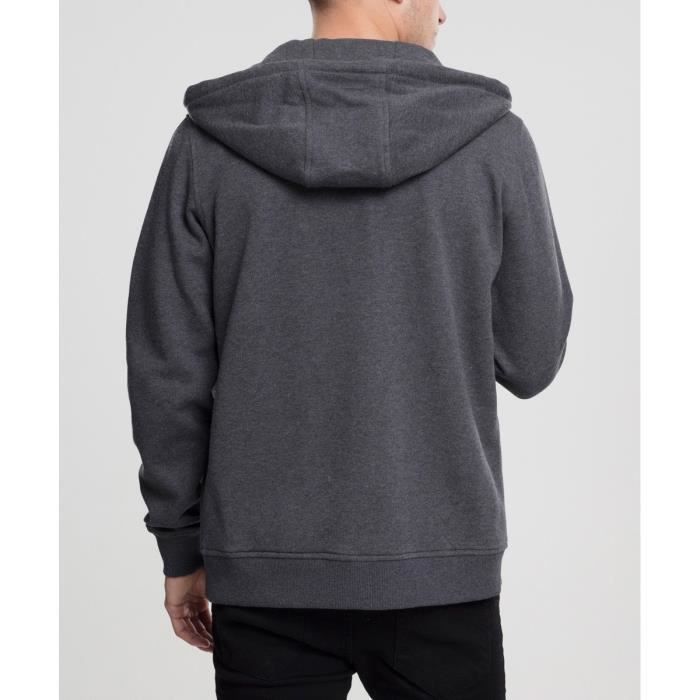 Hoodie - Urban Classics - Basic Sweat Zip Hoody - Charcoal - 63% Cotton - Unisex