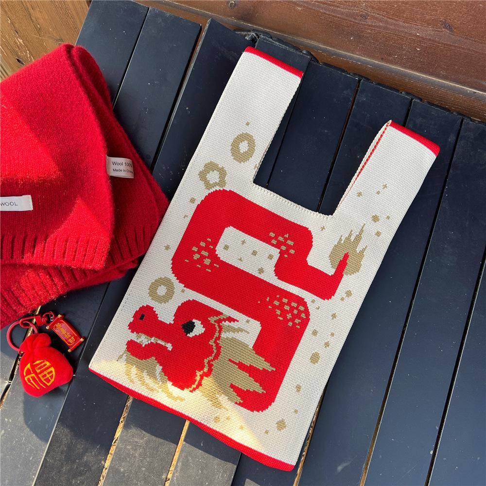 Knitted Mobile Phone Bag For Women In Spring And Autumn Cute Cartoon Versatile One Shoulder Diagonal Cross Bag Travel Coin Purse Small Handbag