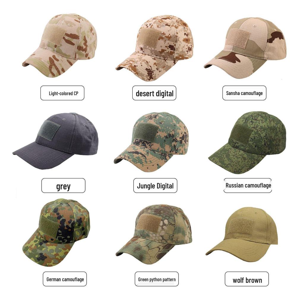 Camouflage Tactical Sunshade Hat: Python Pattern, All-Season Climbing & Training Cap with Velcro.