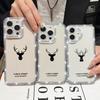 Simple Deer Print Shockproof Soft Silicone Case For iPhone 16E 16 Pro 15 Pro Max 14 13 12 11 Diamond Frame Anti-Fall Clear Phone Cover