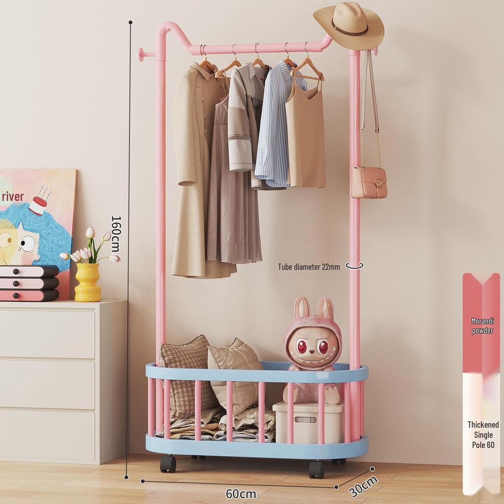 Mobile Clothes & Hat Rack, Dormitory & Bedroom Floor Stand, Small Hanging Rack with Bag Hook - 2026 New Style.