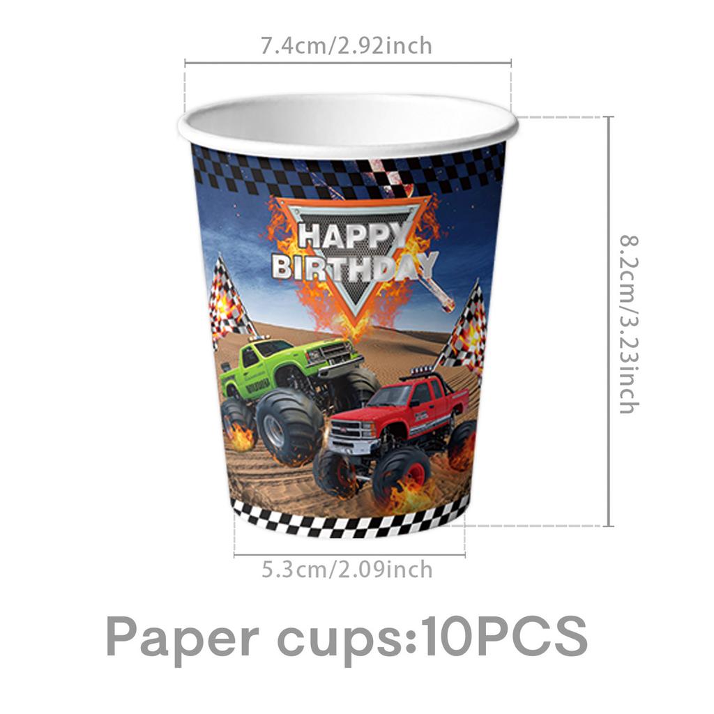 Monster Truck Theme Party Supplies Suv Party Decoration Banner Tableware Tablecloth Tissue Arrangement