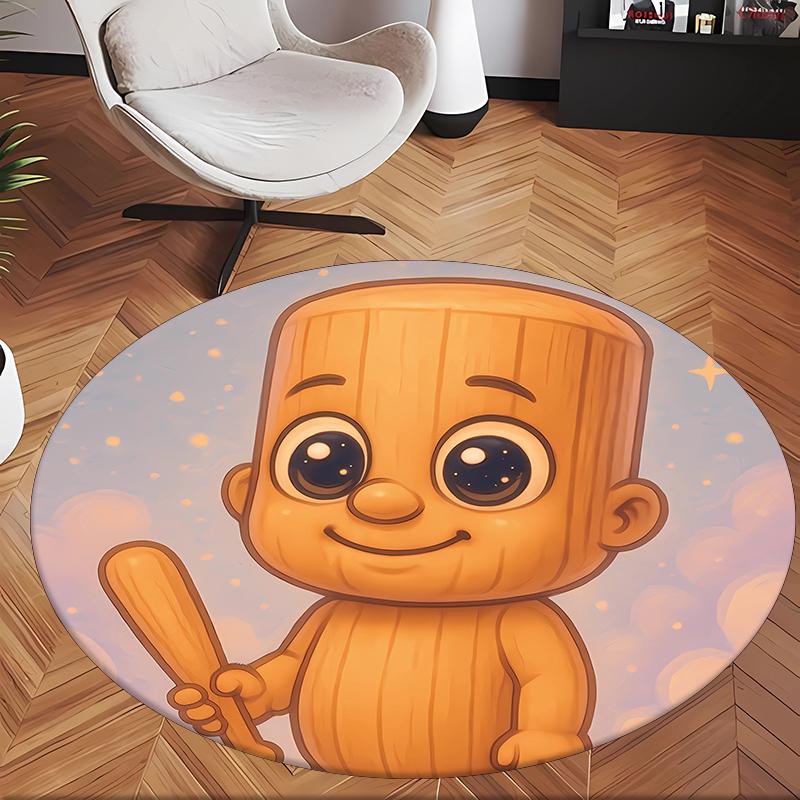 Tung Tung Tung Sahur (1) Round Office Rug Decorative Floor Rug for Office Bedroom Living Room and Home Space