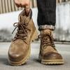 Genuine Leather Men's Ankle Boots Casual High Quality Boots Man Outdoor Work Sneakers High Top Streetwear Motorcycle Boots Men
