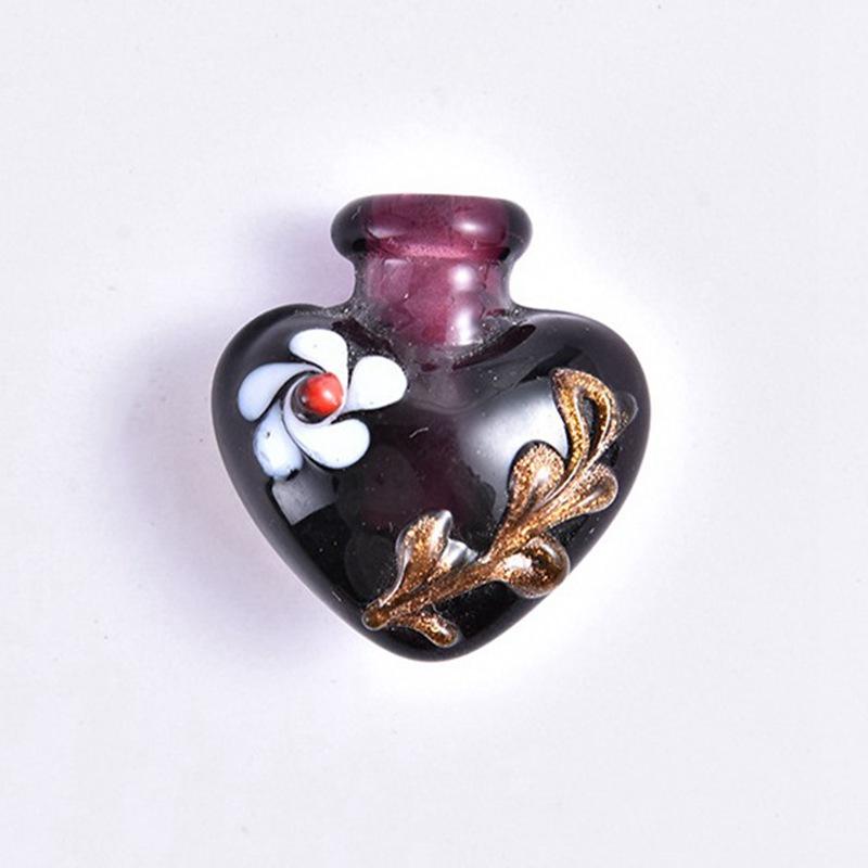 2pcs 27x25mm Heart Shape Handmade Lampwork Glass Empty Bottle for DIY Necklace Pendant Essential Oil Diffuser Perfume Bottle