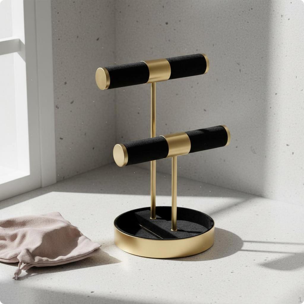 Necklace Display Stand Velvet Surface Earring Holder Stable Round Base Fixture for