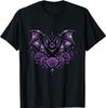 Vampire Bat with Gothic Purple Roses Heart T-Shirt