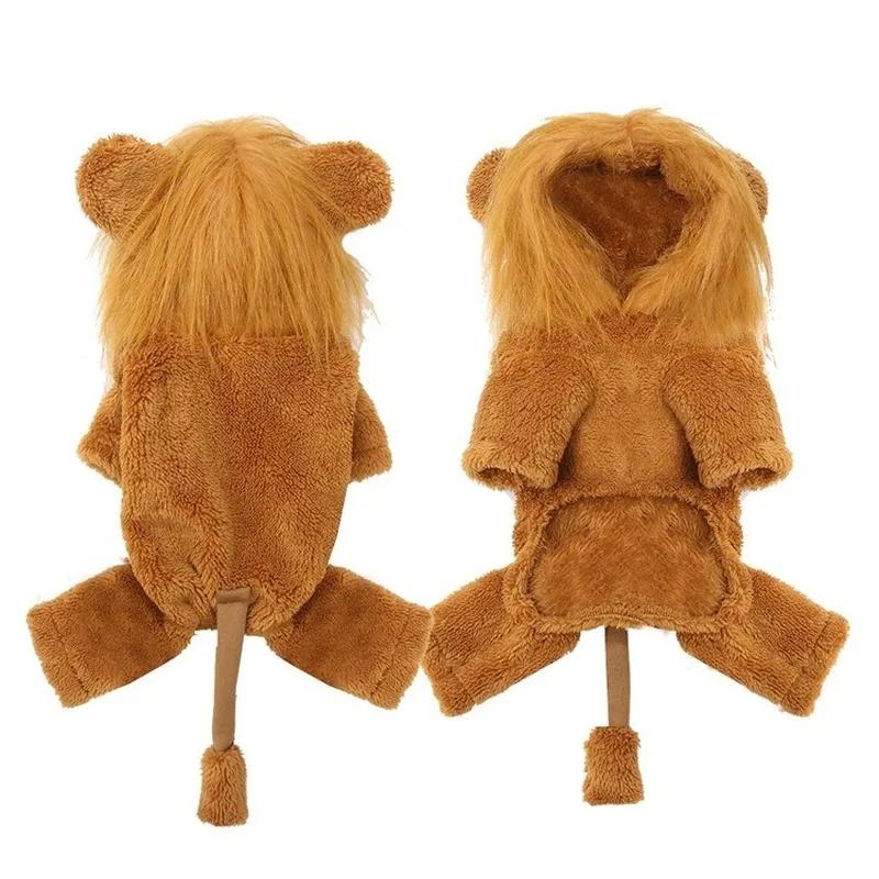 Fall and Winter Four-legged Flannel Warm Dog Cat Pet Supplies Pet Turn Clothes Lion