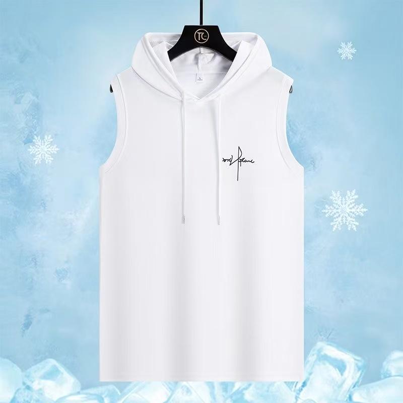 Футболка Cool Ice Silk мужская безрукавка из сетки, новая летняя тонкая быстросохнущая дышащая жилетка, мужские свободные топы M белый