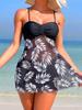2024 Stylish Women's Versatile Print Mesh Tankini with High-Waisted Swim Briefs