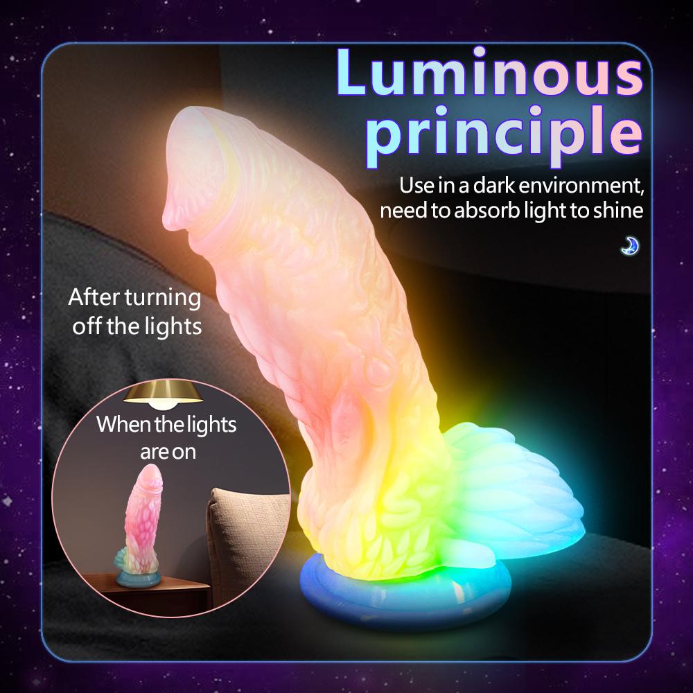 Candy Color Luminous Dildo Fluorescent Mixed Color Dildo Soft Alien Anal Plug Potřeby pro ženy pro dospělé sexuální hračky Tekuté