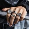 Punk Cross Thorn Ring Set For Man Woman Vintage Skull 4Pcs Ring Set Charm Cool Stuff Male Accessories Wholesale