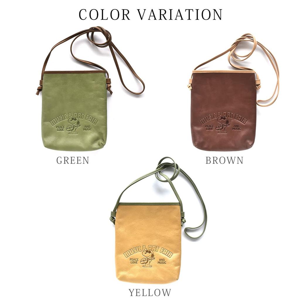 Peanuts Genuine Leather Mini Shoulder Bag, MUSIC & ART FAIR [73363] (Green)