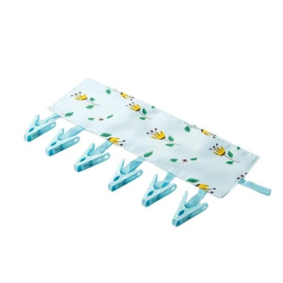 Clothes Socks Hanger with 6 Clips Strong Load-bearing Fastener Tape Design Folding Clothes Hanger Clips Towel Drying Rack