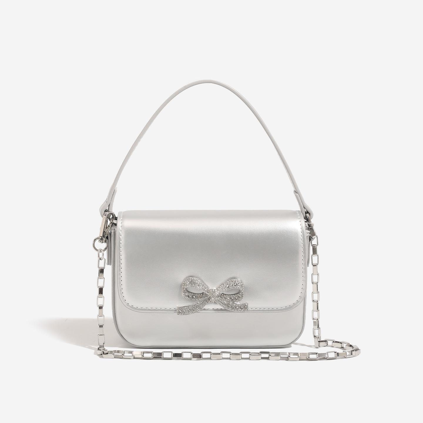 

Летняя новая модная изысканная сумка-бабочка с узлом на плечо с крестообразной цепочкой квадратная сумка серебряный