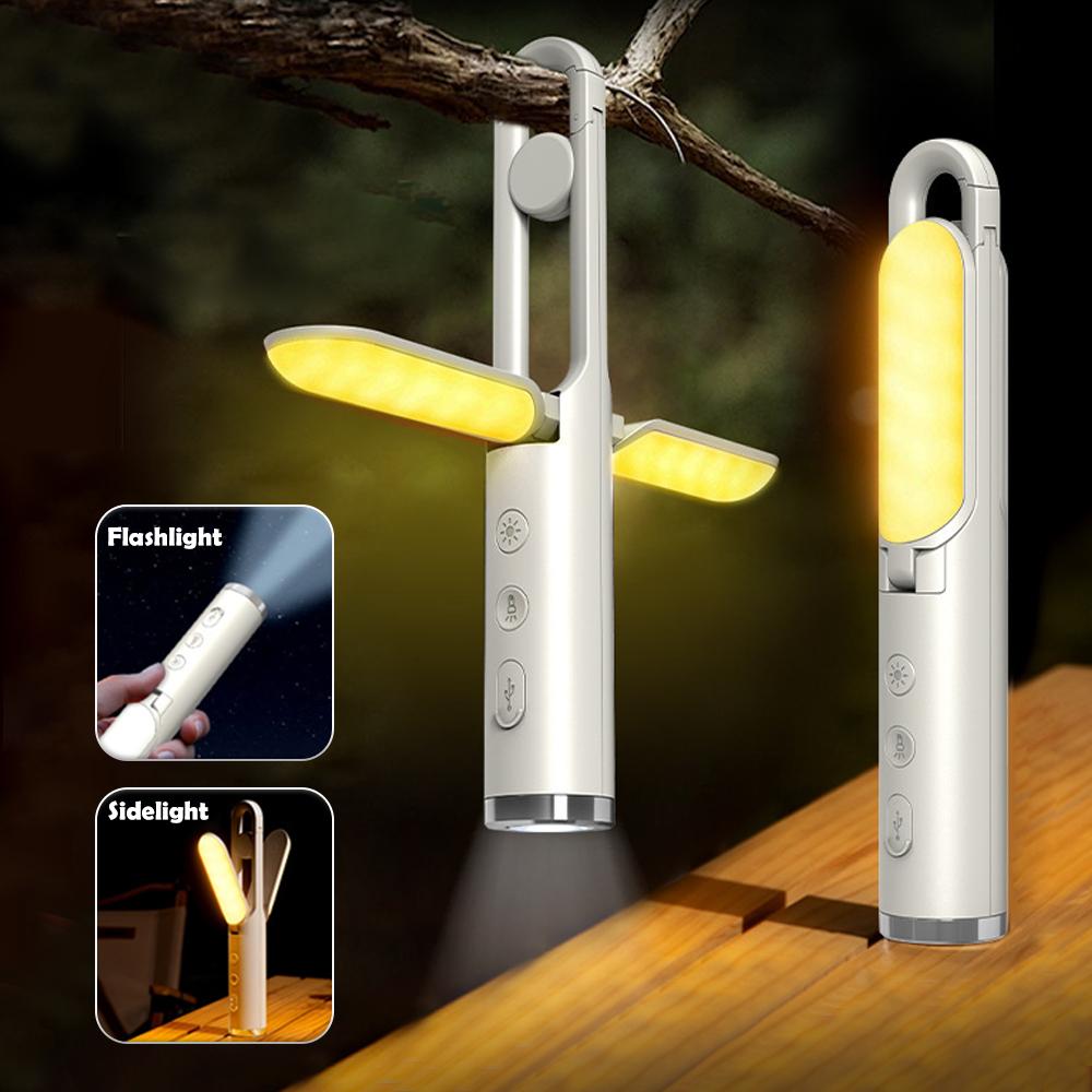 Folding Camping Lamp Rechargeable Tent Hanging Light Portable Flashlight Multifunction Table Lamp Reading Lamp Emergency Light