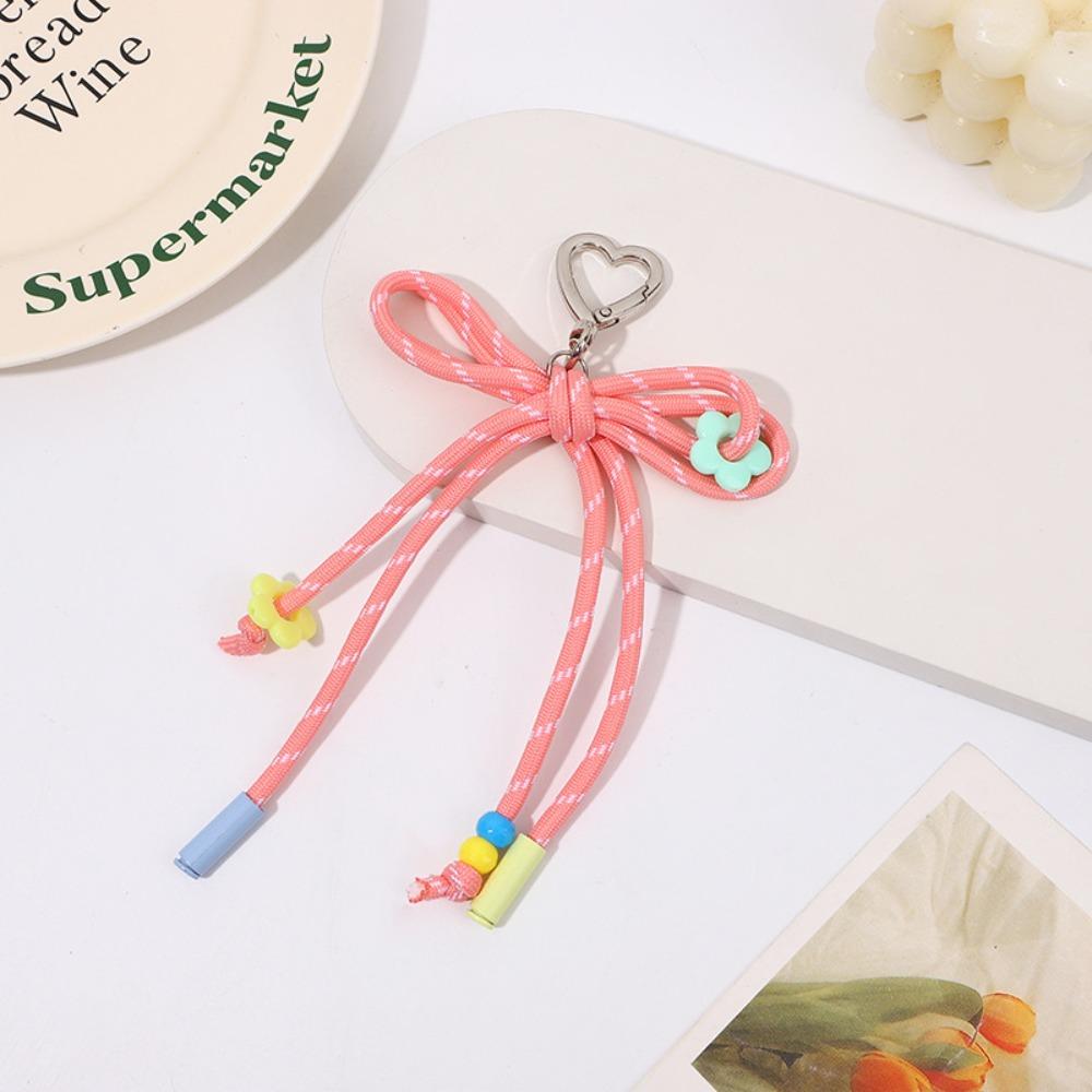 

Nylon Weaving Rope Nylon Key Lanyard Woven Ribbon Bowknot Strap Bracelet Hanging Rope Purse розовый