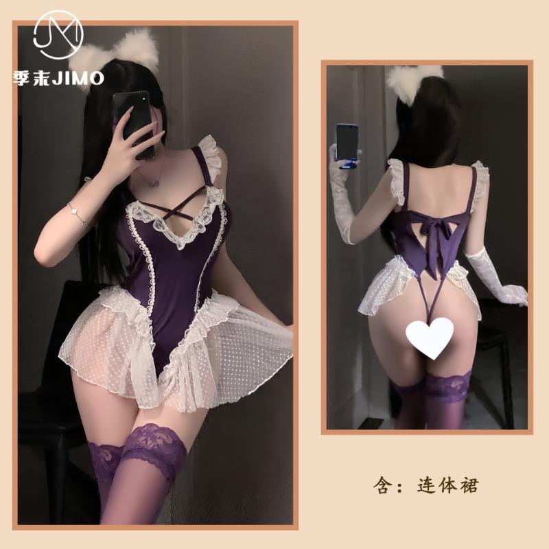 Sex underwear style low cut sexy splicing net socks lace onesie cross color matching ruffle edge women