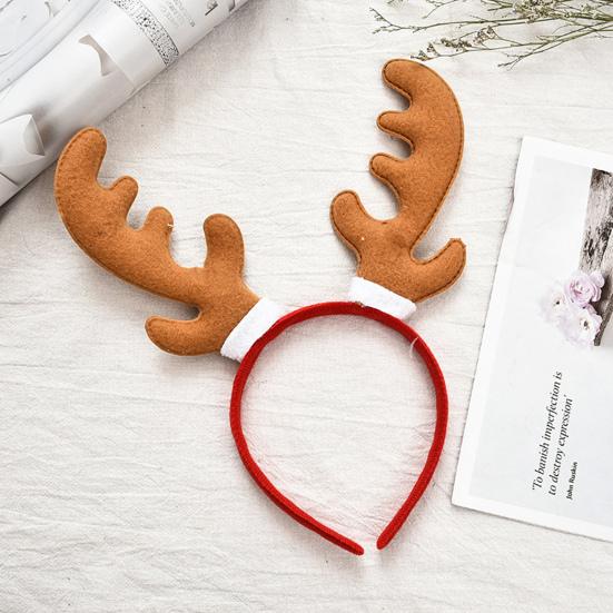 Aro para el pelo, decoración de astas, tocado elástico, decoración de astas de Papá Noel, aro para el pelo, accesorios para el cabello