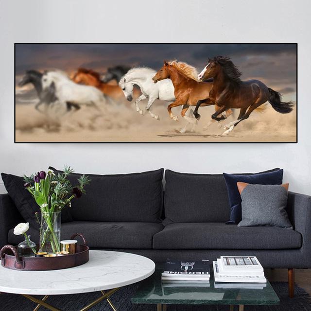 Animal seven running horses painting oil on canvas abstract posters and prints wall panels for the living room home decor without frames