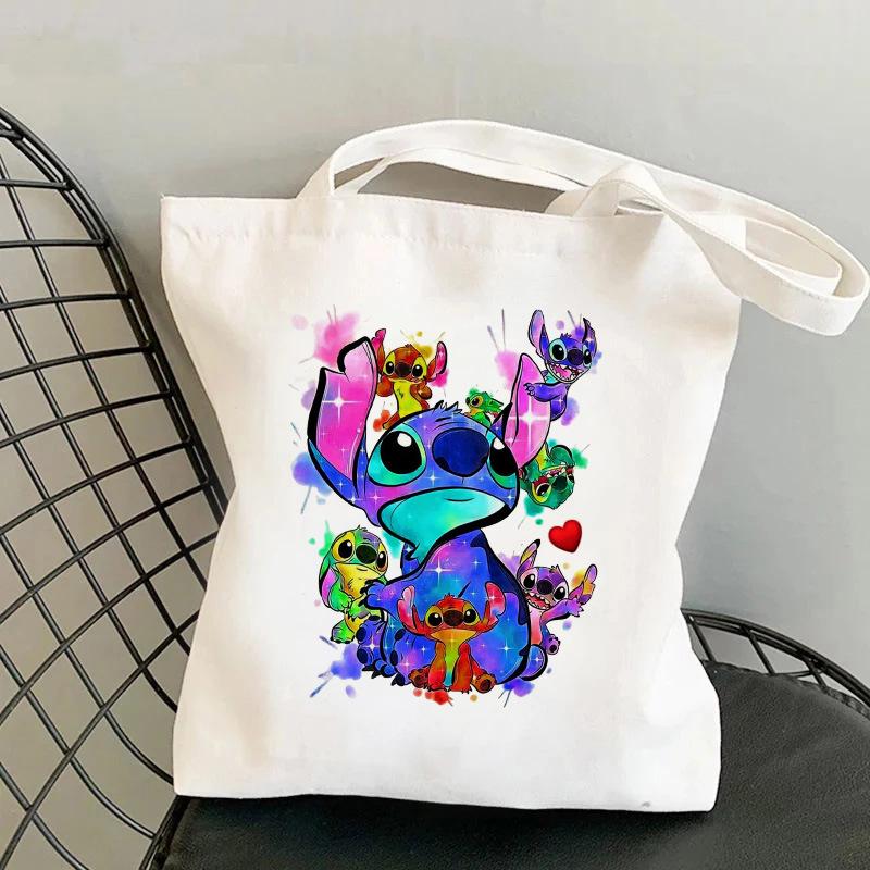 Lilo & Stitch Print Canvas Shoulder Backpack and Shopping Bag
