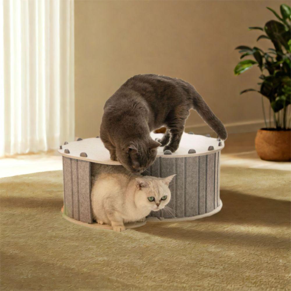 Abnehmbares Filz Katzen Tunnelbett Kratzfestes Katzenversteckhaus Katzenhöhle für Katzen Kätzchen