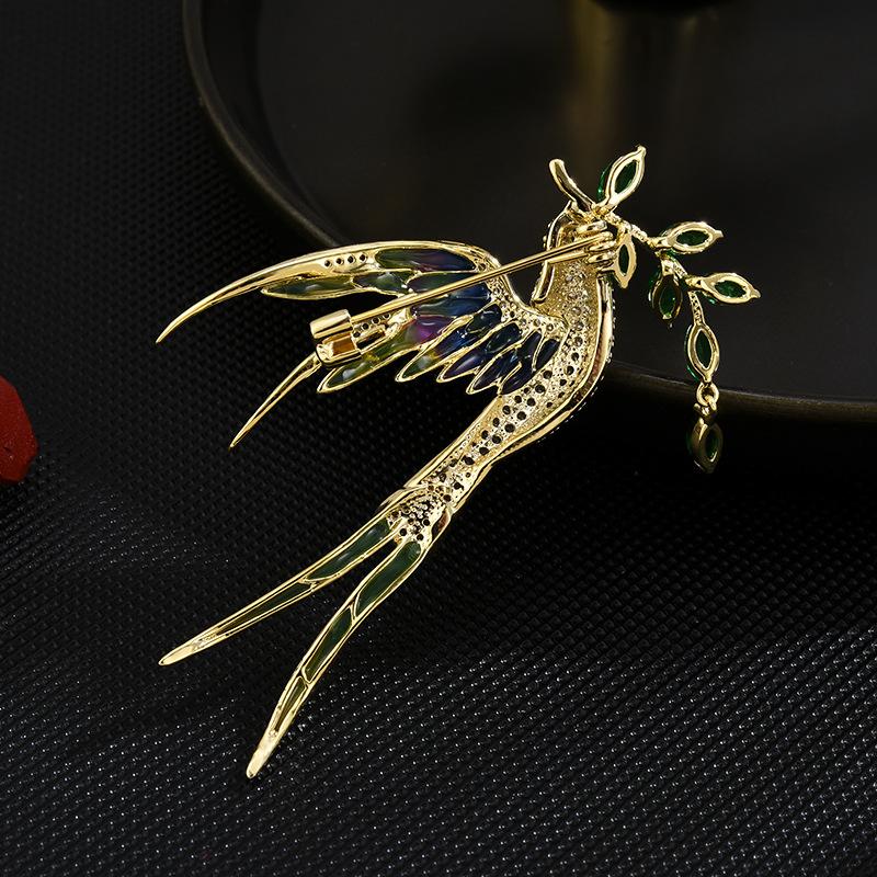 Den nye nasjonale stilen er smart og glad med øyenbryn skjære brosje, vermikulitt, high-end designfølelse, fuglbrystblomst, mote,