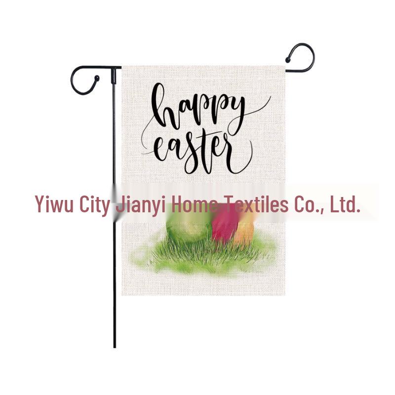 Easter Farmhouse Double-Sided Outdoor Linen Flag