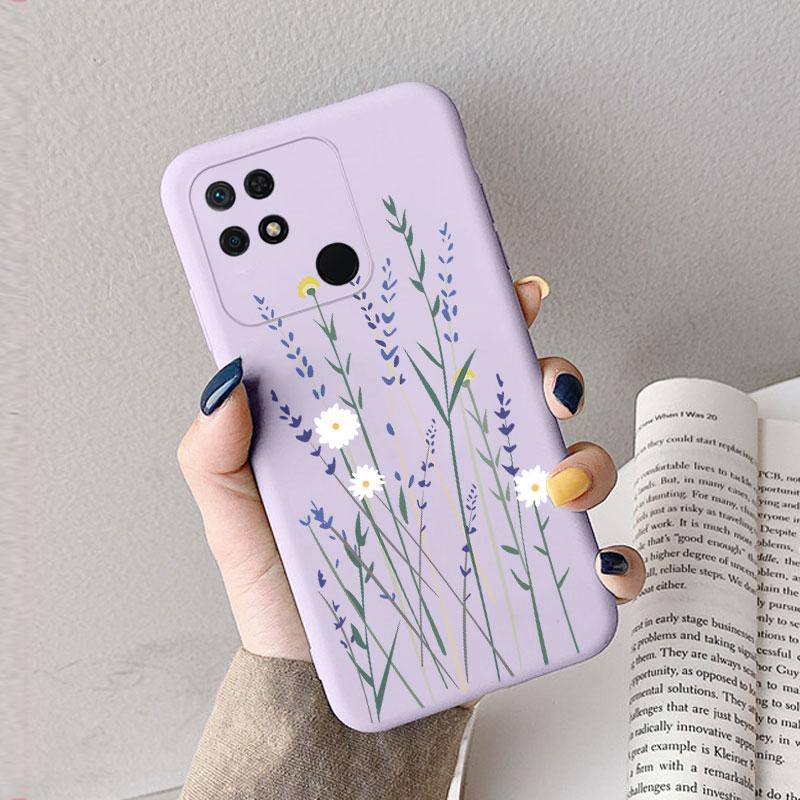 Case For Redmi 10 10C 10A Cute Heart Flower Back Cover Soft Silicone Matte Protective Funda For Xiaomi Redmi 10C Redmi10 Bag