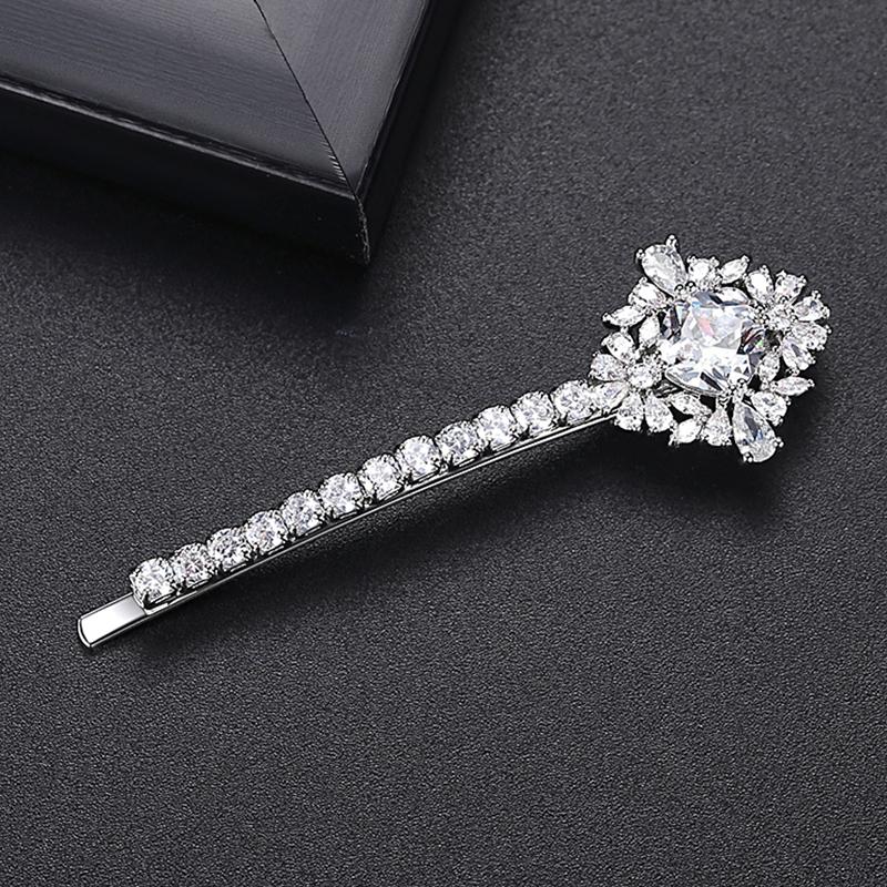 LUOTEEMI New Luxury Cubic Zircon Crystal Heart Hairpin Women Wedding Gift Fashion Bridal Hair Accessories