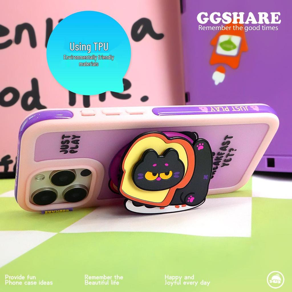 Hermit Crab Toast-Themed iPhone 16/17 Case with Stand & Anti-Lost Wrist Strap