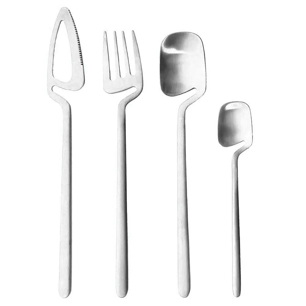 

Cutlery Curved Handle Can Hang Cup Spoon Dessert Knife Fork Spoon Dinnerware Sets Kitchen Decor Spoon Fork Knife Tableware Set 1 Set