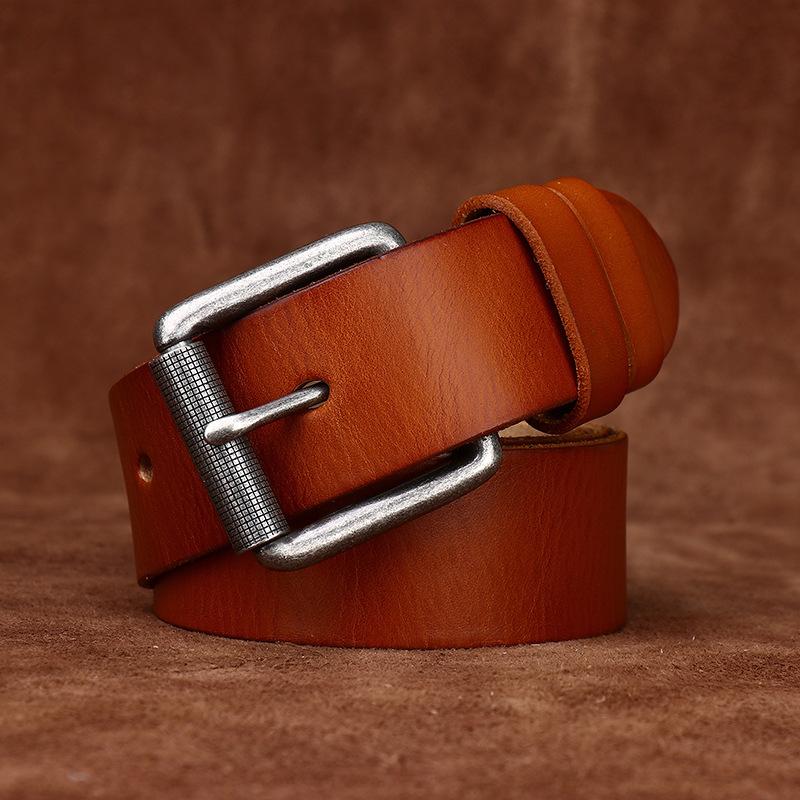 3.8Cm Wide Whole Cowhide Cut First Layer Cowhide Men'S Belt Retro Leather Pin Buckle Jeans Belt Men'S